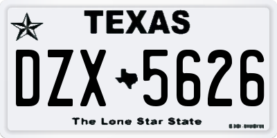 TX license plate DZX5626