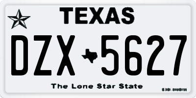 TX license plate DZX5627