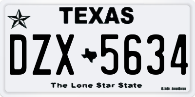 TX license plate DZX5634