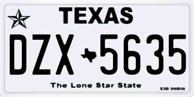 TX license plate DZX5635
