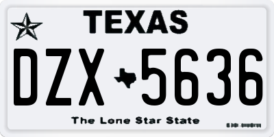 TX license plate DZX5636