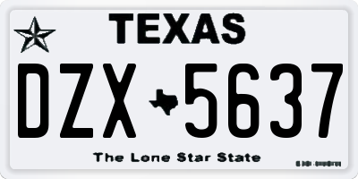 TX license plate DZX5637