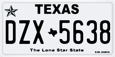 TX license plate DZX5638