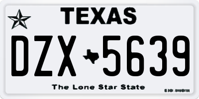 TX license plate DZX5639