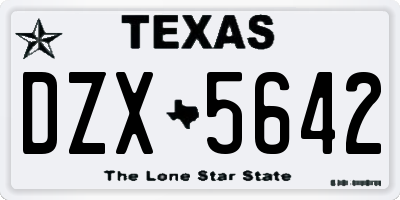 TX license plate DZX5642