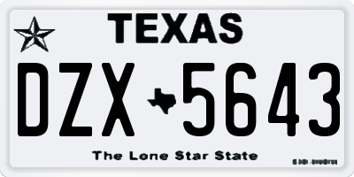 TX license plate DZX5643