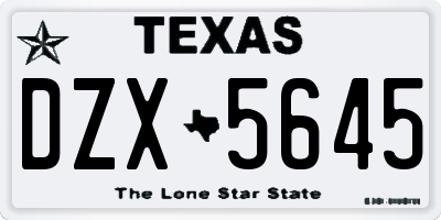 TX license plate DZX5645