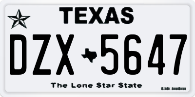 TX license plate DZX5647