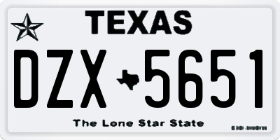 TX license plate DZX5651