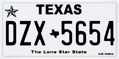 TX license plate DZX5654