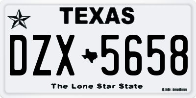 TX license plate DZX5658