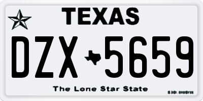 TX license plate DZX5659