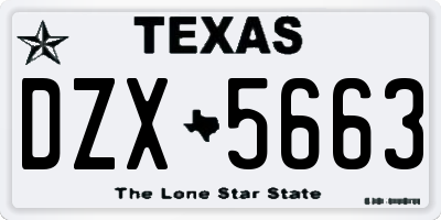 TX license plate DZX5663
