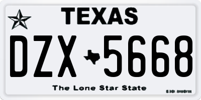 TX license plate DZX5668