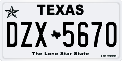 TX license plate DZX5670