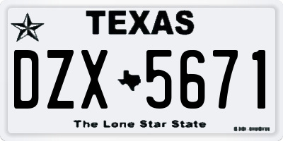 TX license plate DZX5671