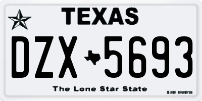 TX license plate DZX5693