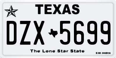TX license plate DZX5699