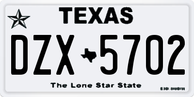 TX license plate DZX5702
