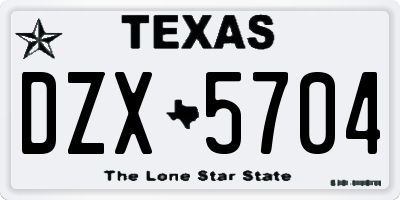 TX license plate DZX5704