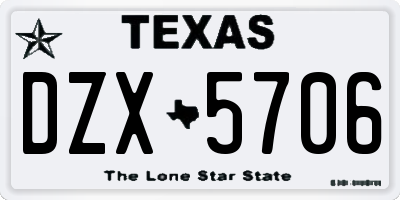 TX license plate DZX5706