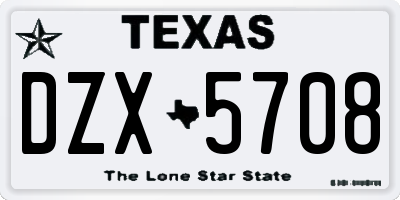 TX license plate DZX5708