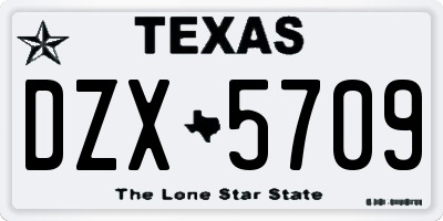 TX license plate DZX5709