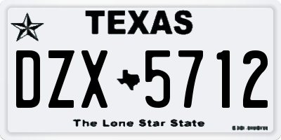 TX license plate DZX5712