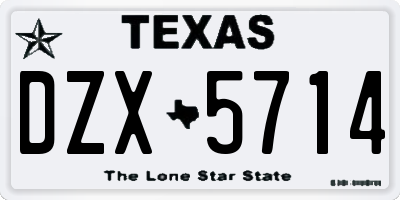 TX license plate DZX5714