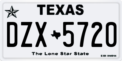 TX license plate DZX5720