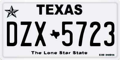 TX license plate DZX5723