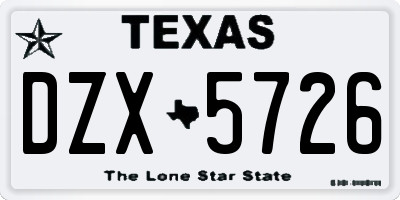 TX license plate DZX5726