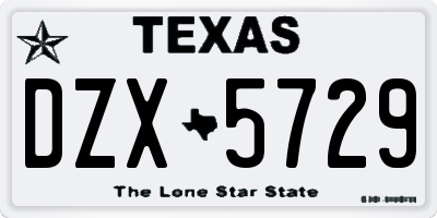 TX license plate DZX5729