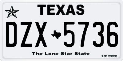 TX license plate DZX5736
