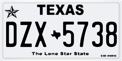 TX license plate DZX5738