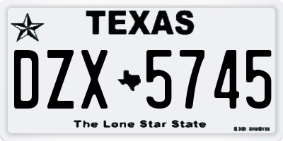 TX license plate DZX5745