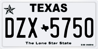 TX license plate DZX5750