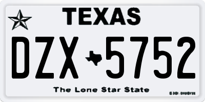 TX license plate DZX5752