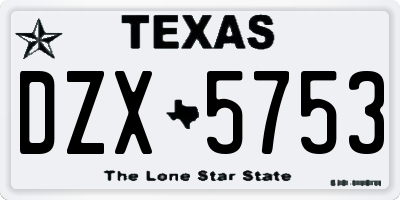 TX license plate DZX5753