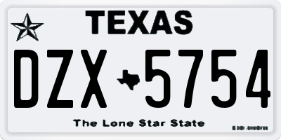TX license plate DZX5754