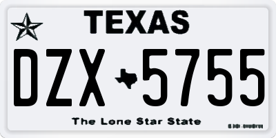 TX license plate DZX5755