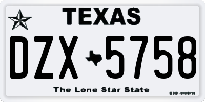 TX license plate DZX5758