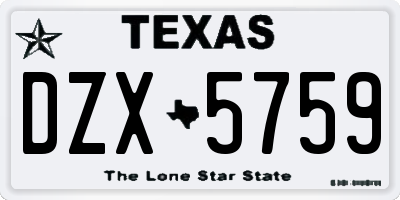 TX license plate DZX5759