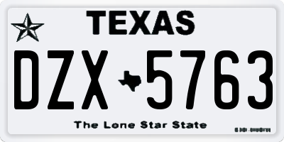 TX license plate DZX5763