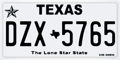 TX license plate DZX5765