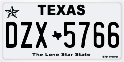 TX license plate DZX5766