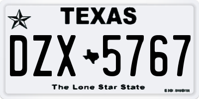 TX license plate DZX5767