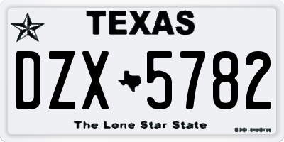 TX license plate DZX5782