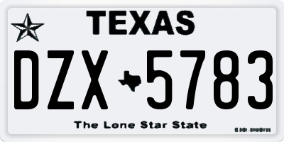 TX license plate DZX5783