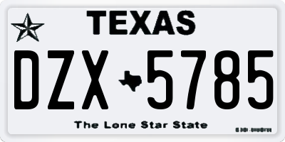 TX license plate DZX5785
